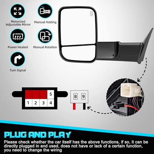 Flip Up Extended Trailer Towing Side Mirrors