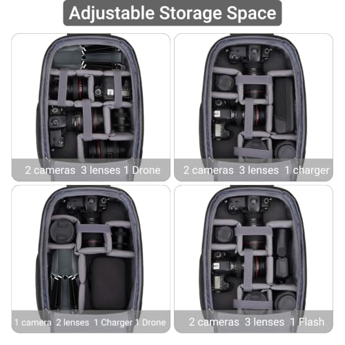 Waterproof Hardshell Case with Lens Pouch&Tripod Holder&15.6 inch Laptop Compartment Compatible with Canon/Nikon/Sony
