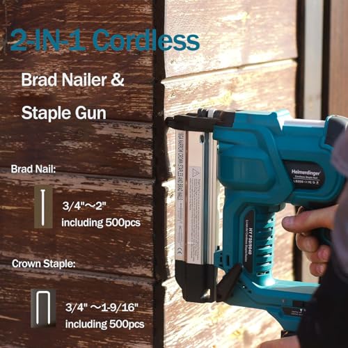 2-in-1 18GA Nail Gun Staple Gun with 1000pcs Nails for Woodworking