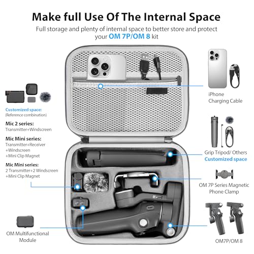 Portable PU Shoulder Bag for DJI OM 7 Pro/OM8 Gimbal Stabilizer Travel Case for DJI Osmo Mobile 8/7/7P Accessories(Not for OM8P)