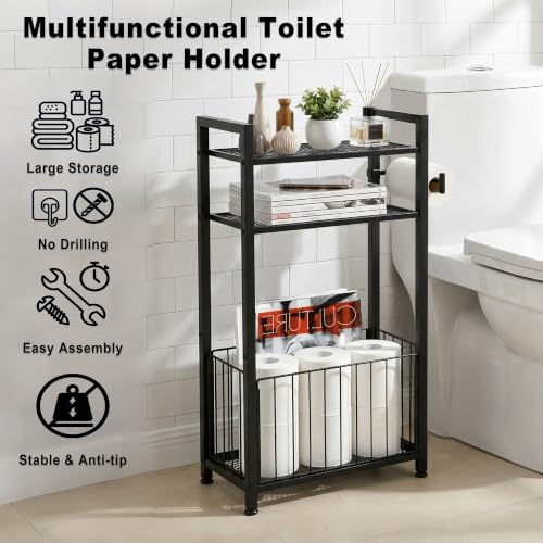 Adjustable Feet Metal Toilet Roll Holder Holds 6-9 Rolls