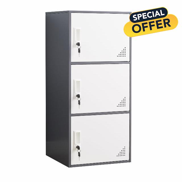 3 Door Metal Locker Steel Storage Cabinet