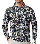 ZITY Long Sleeve Polo Shirts for Men Print Golf Shirts UPF 50+ Lightweight Casual Collared Shirts...
