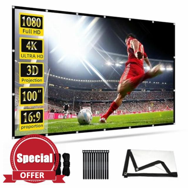 120 inch Projection Screen 16:9 Foldable Anti Light Portable Projector Movies Screens for Home Theater Outdoor Indoor Support Front Projectio