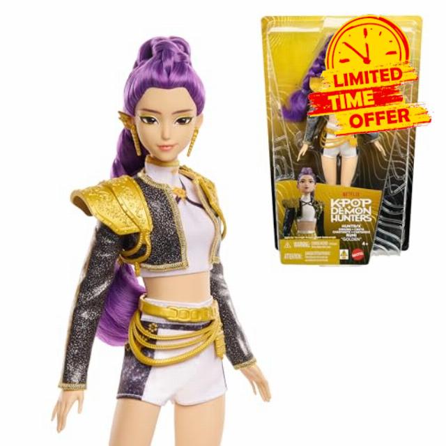 Mattel Kpop Demon Hunters HUNTR/X Rumi “Golden” Singing Doll in Removable Signature Outfit & 5 Posable Joints