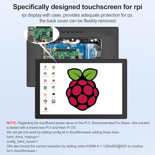 10-Point IPS 16:10 Rpi Screen Display for Pi 5/4/3/2/Zero/B/B+ Win11/10/8/7 W/VESA