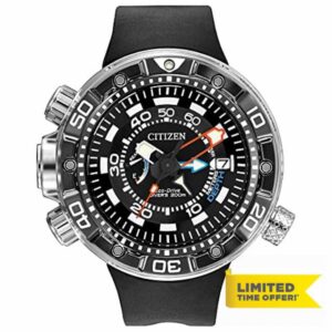 Citizen Men's Eco-Drive Promaster Sea Aqualand Depth Meter Watch in Stainless Steel with Black Polyurethane Strap