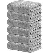 Infinitee Xclusives White Hand Towels for Bathroom - Set of 6 (16x28 inches) 600 GSM, 100% Cotton...
