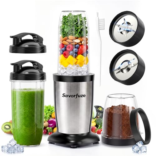 Personal Blender Grinder Combo Smoothies and Shakes | 16-in-1 Single Serve Smoothie Maker with 2x24oz To-Go Cup & 10oz Grinding Cup