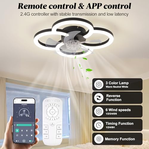 3000-6500K Dimmable Modern LED Ceiling Fans