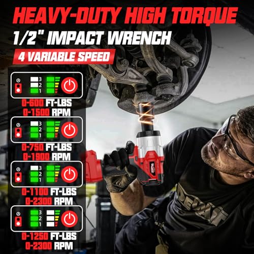 Brushless Electric Power Impact Driver with 4 Sockets&4 Speed Modes&LED Ligh