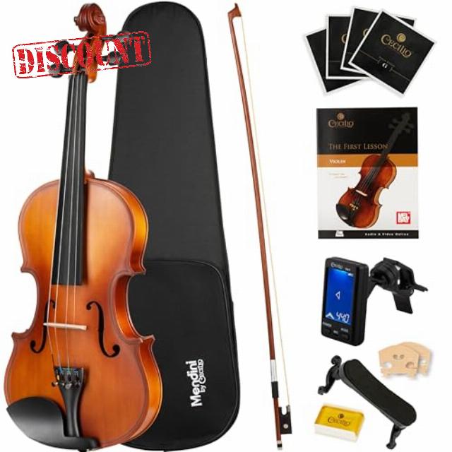 Mendini By Cecilio 1/2 Violin Set For Beginners - Fiddle Solidwood Kit with Hard Case - Acoustic Violin with Bow