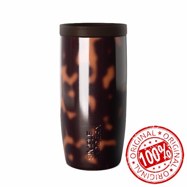 Simple Modern Travel Coffee Mug Tumbler with 360° Lid | Ceramic-Lined Insulated Stainless Steel Cold Brew Iced Coffee Cup | Gift for Women Men Her Him | Voyager Signature | 16oz | Tortoise