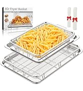 Air Fryer Basket for Oven, Extra Large 18.8" x 12.8" Oven Air Fryer Basket and Tray Set with 30 P...