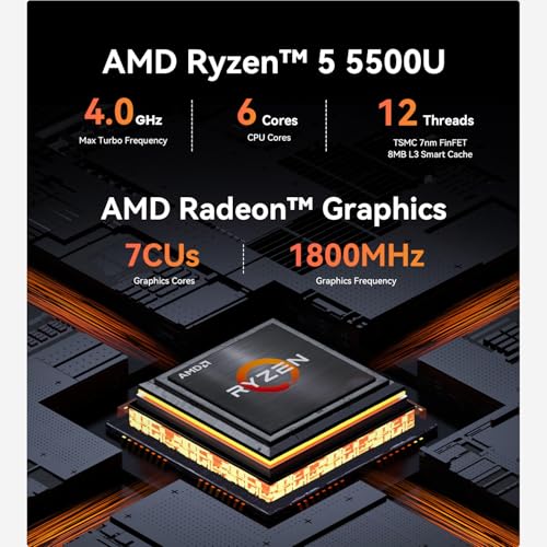 AMD Ryzen 5 5500U(6C/12T up to 4.0GHz)