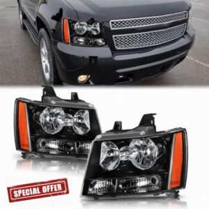APSVE Headlight Assembly for 2007-2013 Chevy Tahoe Suburban Avalanche Headlights Headlamp Replacement Driver + Passenger Side Pair
