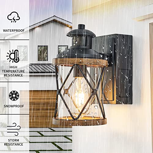 Exterior Work lights Rustic Wood-Like Finish Wall Light (Brown
