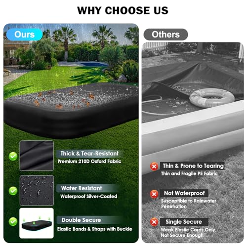 Thickened Waterproof Oxford Inflatable Pool Cover for Above Ground Pool 10'x 6'
