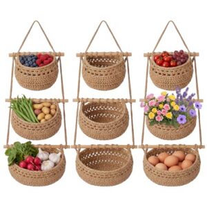 Cotton Woven Macrame Hanging Produce Baskets