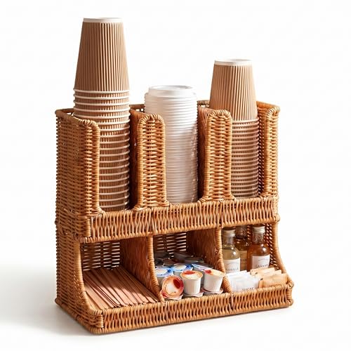 Coffee Station Organizer for Cups Lids Sugar Creamer and Stirrers