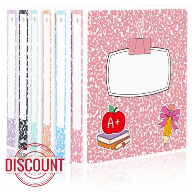 Marspark 6 Pack 3 Ring Binders 1.5 Inch Composition Notebook Pastel Color School Binder Set with Clear View Cover Fits 8.5'' x 11'' Letter Size Paper for School Office Home