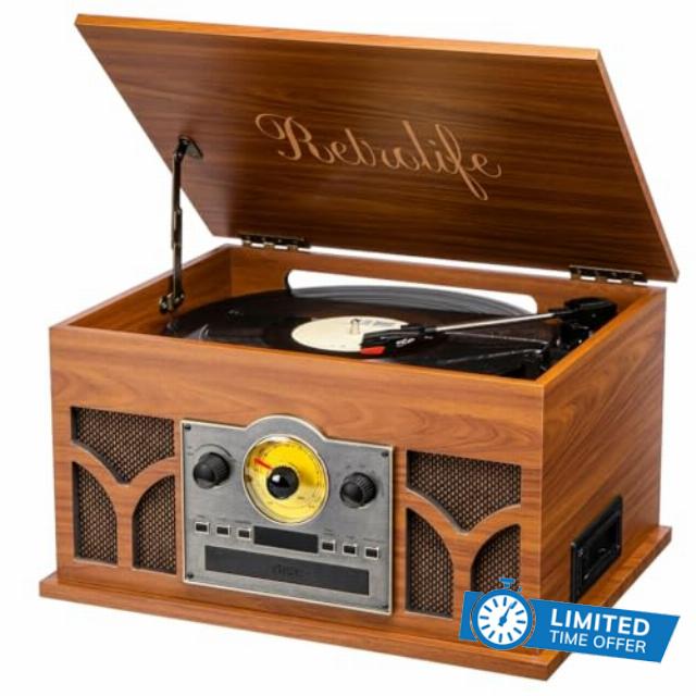 10-in-1 Record Player with Built-in Speakers Wireless Playback