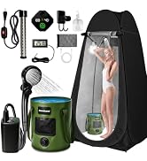 Portable Shower with Heater, Pop Up Camping Shower Privacy Tent Kit with LED Lights, 6000mAh Rech...