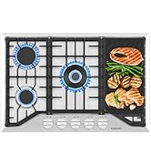 GASLAND Master Series 36 Inch Gas Cooktop with Griddle PRO GH3905SS1FC with 5 Burners,CSA certifi...