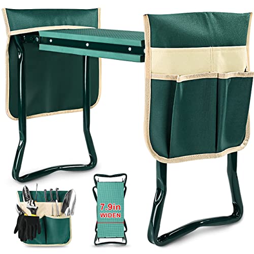 Heavy Duty Foldable Gardener Stool with 2 Tool Pouches