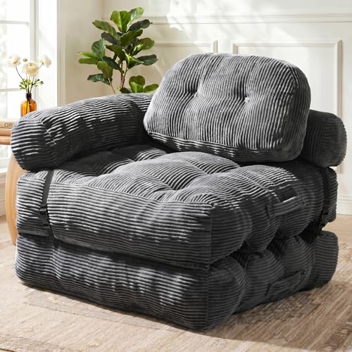 L-Shaped Couch Back Support and Arm Pillow Futon | Convertible Sofa Bed for Living Room/Guest Use/Home Office