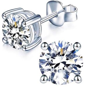 YODEWA 1/2/3ct Moissanite Stud Earrings for Women 925 Sterling Silver Hypoallergenic Butterfly Back 1 Pair DEF Color Lab Created Brilliant Round Moissanite Earrings