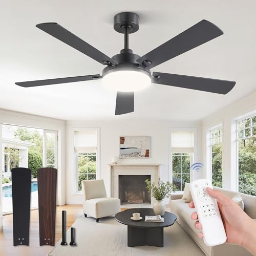 Indoor/Outdoor Black Ceiling Fan with Large LED Panel