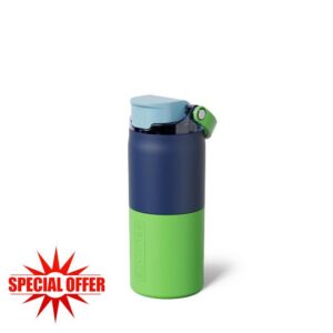 BrüMate Rise 18oz Water Bottle with Covered Silicone Straw | 100% Leakproof Insulated Kids Water Bottle | Cup Holder Friendly Base | 18oz (Neutron)