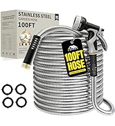 Lefree 75ft Metal Garden Hose - Heavy Duty 304 Stainless Steel Flexible Water Hose, No Kinks & Le...