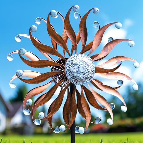 Kinetic Wind Sculptures & Spinners with Stake for Family (24" W x 84" H)