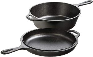 Lodge Cast Iron Combo Cooker - PFAS-Free 2-in-1 3.2 Quart Deep Pot and 10.25 Inch Skillet Set - Dutch Oven with Skillet Lid for Sourdough