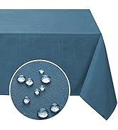 FantasDecor Round Tablecloth Solid Table Cloths Wrinkle Resistant and Waterproof Washable Linen F...