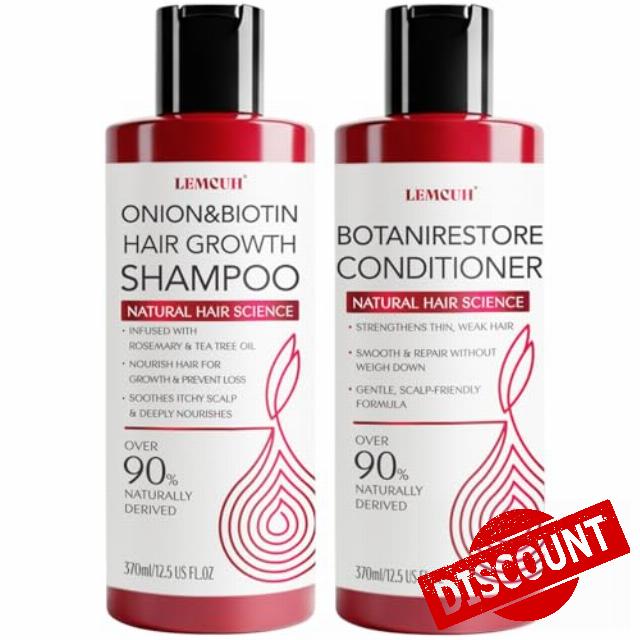 Onion Shampoo and Conditioner For Hair Growth - Onion Hydrosol Shampoo Duo With Biotin