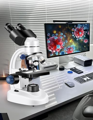 Microscope for Adults Suitable for Laboratory School Home Education(White Microscope)
