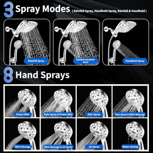 8-Mode Showerhead with Adjustable Extension Arm