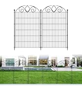 10 Panels No Dig Tall Garden Fence with Gate – 34" H X 22' L Rustproof Metal Dog Fences Outdoor f...