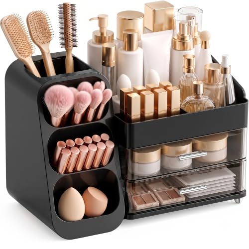 Large Capacity Cosmetic Display Case with Drawers