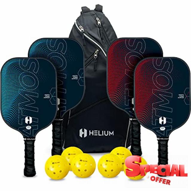 Helium Pro Carbon Fiber Pickleball Paddles - USAPA Certified - High-Spin Texture