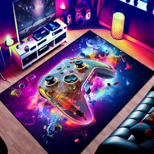 3D Transparent Gamepad and Colorful Bomb Background Game Controller Design for Game Room