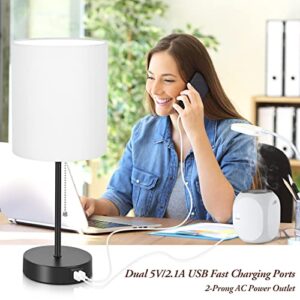 White Bedside Lamps with AC Outlet
