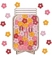 JarThenaAMCS 39 Pcs Star Wooden Reward Jar Sage Green Star Wood Cutouts with Magnetic Sticker Bac...