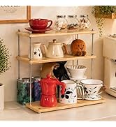 CheerNest Solid Wood Coffee Station Organizer & Spice Rack for Kitchen Countertop, Corner 3 Tier ...