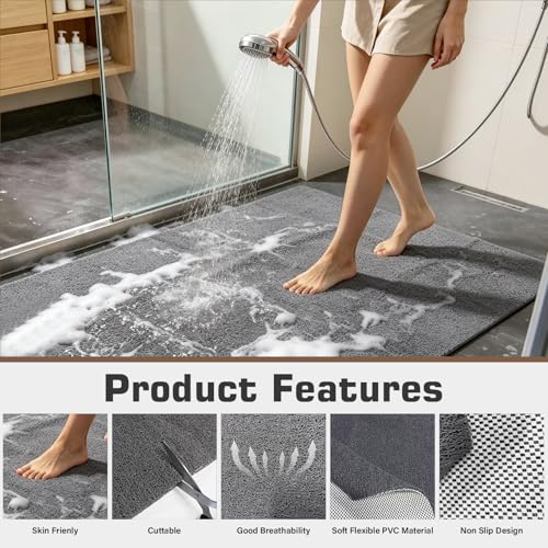 Soft PVC Loofah Anti Slip Shower Stall Mat for Bathroom & Wet Area