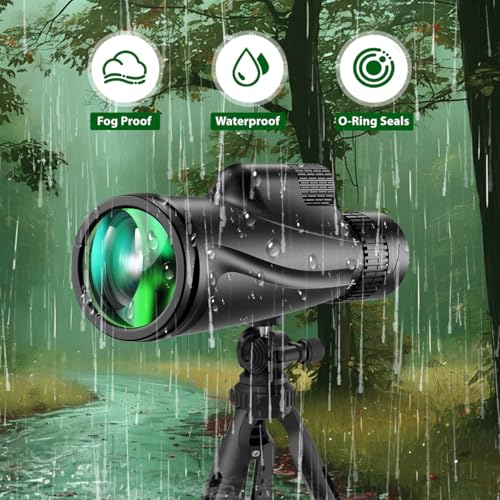 Monocular for Smartphone Suitable for Bird Watching Larger Vision Monoculars for Adults with BAK4 Prism & FMC Lens Black