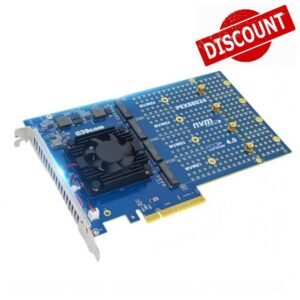 Quad PCIe4.0 NVMe M.2 SSD Adapter Card-PCI Express 4.0 x8 Card Support 4X M.2 NGFF PCIe NVMe SSD Support Non-Bifurcation Motherboard